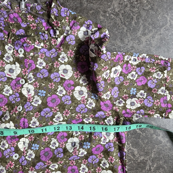 Talbots EUC Ruffle Neck Top Poppy Ditsy Puff Sleeve Floral XS - Picture 12 of 15